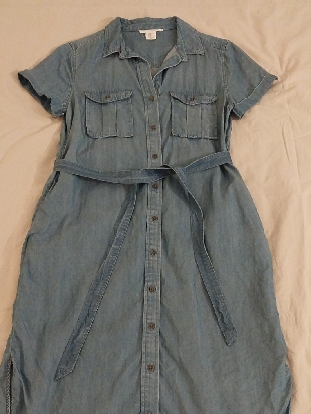 Lucky Brand Light Blue Denim Maxi Shirt Dress